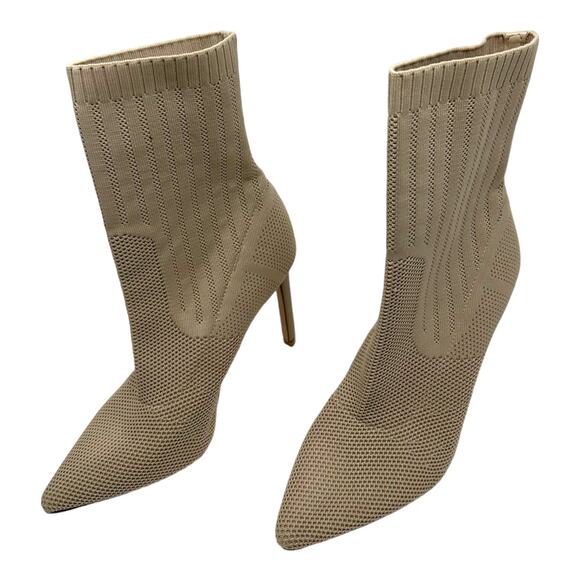 Steve Madden Disco Sock Bootie Beige Knit Stiletto Heel Ankle Boots Size 9 - Picture 4 of 10
